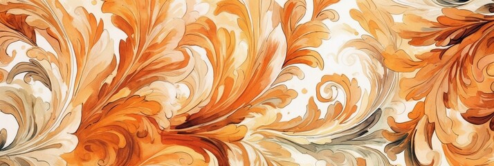 orange and white watercolor pattern print
