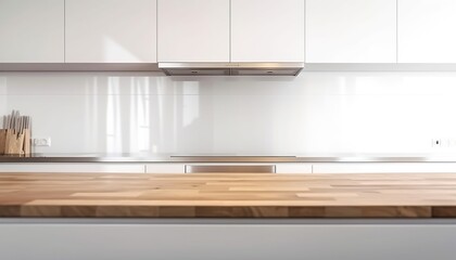 Fototapeta premium Wooden table top on a kitchen room background
