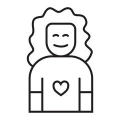 Curly hair girl icon illustration with transparent background