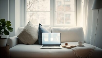 couch with a laptop