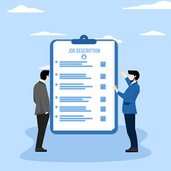 concept of duties and responsibilities for work, Job description, qualifications and requirements for job positions, scope of work documents, employer notify of job description.