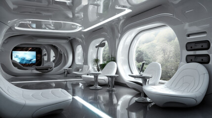 Modern interior in bionic style. Generative AI