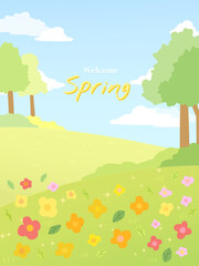 Spring landscape illustration, 봄 풍경 일러스트 