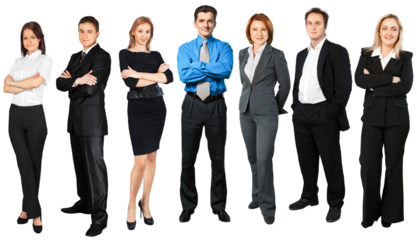 Successful business team isolated on white background