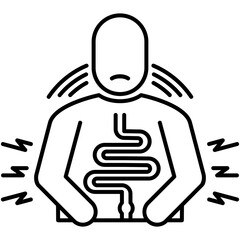 diarrhea icon, line icon style, stomach pain bowel symbol vector stock.
