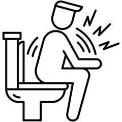 Diarrhea Icon, Line Icon Style, Stomach Pain Bowel Symbol Vector Stock.