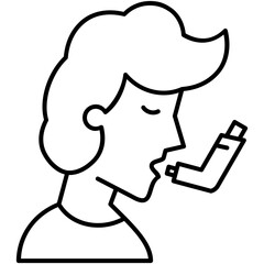 asthma icon, line icon style, pneumonia inhaler treatment symbol vector stock.