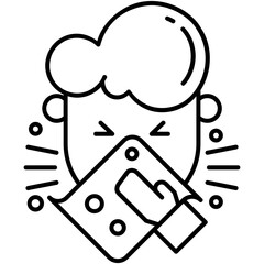Sneeze Icon, Line Icon Style, Man Cough Flu Symbol Vector Stock.