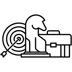 Strategic Management Icon, Line Icon Style, Startup Goal Planning Symbol Vector Stock.