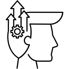 Growth Mindset Icon, Line Icon Style, Creative Idea Symbol Vector Stock.