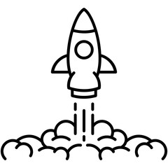 Startup Icon, Line Icon Style, Project Idea Launch Symbol Vector Stock.