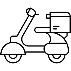 Scooter Icon, Line Icon Style, Motorcycle Delivery Box Symbol Vector Stock.