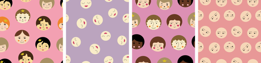 Feminine look, abstract personage, mascot design, funny face, cute icon