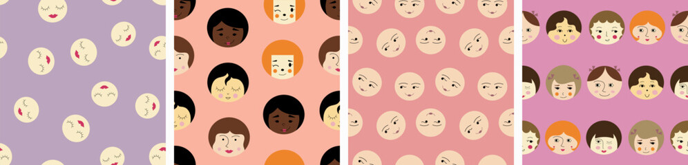 Feminine look, abstract personage, mascot design, funny face, cute icon