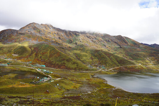 Elephant lake between mountain range in East Sikkim