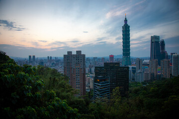 Fototapeta na wymiar View of Taipei 101 from Elephant Mountain