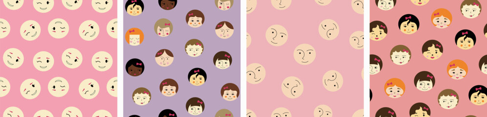 Feminine look, abstract personage, mascot design, funny face, cute icon