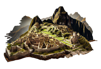 Travel Machu Picchu on transparent background (PNG) generative AI
