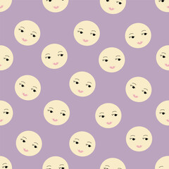 Feminine look, abstract personage, mascot design, funny face, cute icon