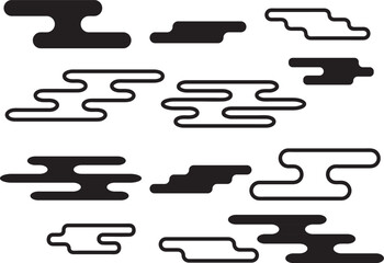 ポップな和風の雲 エ霞