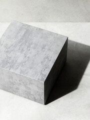 Black minimal cube polished concrete podium in sunlight, shadow on gray cement texture floor, wall loft style for modern luxury beauty, cosmetic, organic, fashion product display background 3D