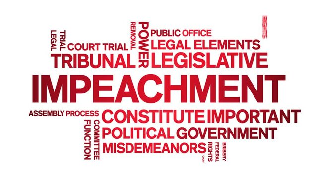 impeachment animated tag word cloud;text design animation kinetic typography seamless loop.