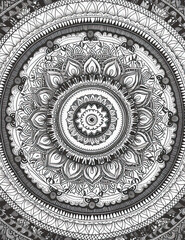 Mandala coloring book page, black and white, beautiful, graphical resource. Generative AI