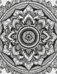 Mandala coloring book page, black and white, beautiful, graphical resource. Generative AI