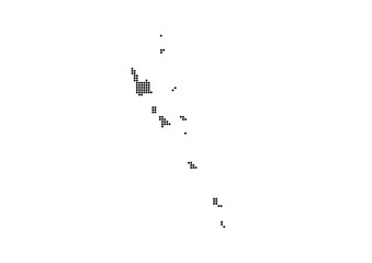 An abstract representation of Vanuatu using a mosaic of black dots. Illlustration suitable for digital editing and large size prints. 
