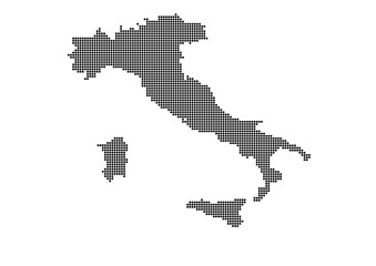 Fototapeta na wymiar An abstract representation of Italy,Italy map made using a mosaic of black dots. Illlustration suitable for digital editing and large size prints. 