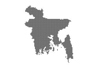 An abstract representation of Bangladesh,Bangladesh map made using a mosaic of black dots. Illlustration suitable for digital editing and large size prints. 