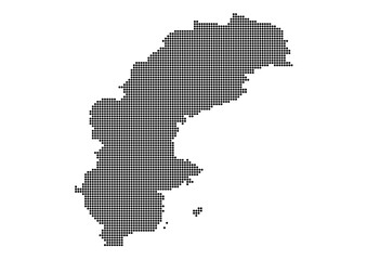 An abstract representation of Sweden,Sweden map made using a mosaic of black dots. Illlustration suitable for digital editing and large size prints. 