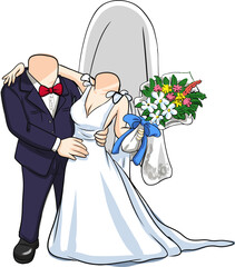 wedding cartoon character for caricature - obrazy, fototapety, plakaty