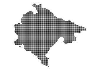 Fototapeta na wymiar An abstract representation of Montenegro,Montenegro map made using a mosaic of black dots. Illlustration suitable for digital editing and large size prints. 