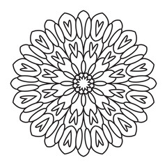 Easy mandala design for coloring page, floral Simple mandala. Geometric ornamental mandalas