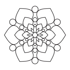 Easy mandala design for coloring page, floral Simple mandala. Geometric ornamental mandalas