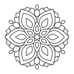 Easy mandala design for coloring page, floral Simple mandala. Geometric ornamental lotus mandalas
