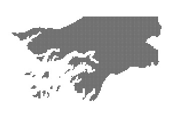 Fototapeta premium An abstract representation of Guinea-Bissau,Guinea-Bissau map made using a mosaic of black dots. Illlustration suitable for digital editing and large size prints. 