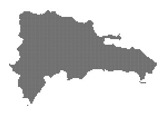Obraz premium An abstract representation of Dominican Republic using a mosaic of black dots. Illlustration suitable for digital editing and large size prints. 