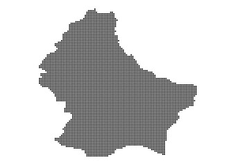 An abstract representation of Luxembourg,Luxembourg map made using a mosaic of black dots. Illlustration suitable for digital editing and large size prints. 