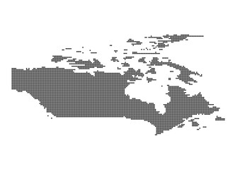 An abstract representation of Canada,Canada map made using a mosaic of black dots. Illlustration suitable for digital editing and large size prints. 