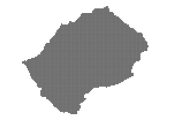 An abstract representation of Lesotho,Lesotho map made using a mosaic of black dots. Illlustration suitable for digital editing and large size prints. 