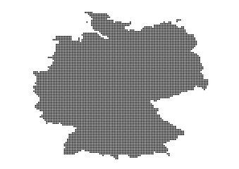Obraz premium An abstract representation of Germany,Germany map made using a mosaic of black dots. Illlustration suitable for digital editing and large size prints. 