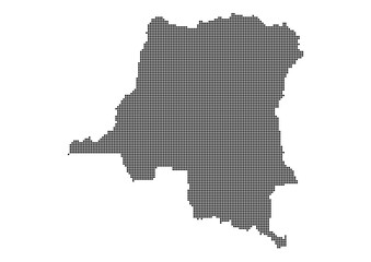 An abstract representation of Democratic Republic of the Congo using a mosaic of black dots. Illlustration suitable for digital editing and large size prints. 