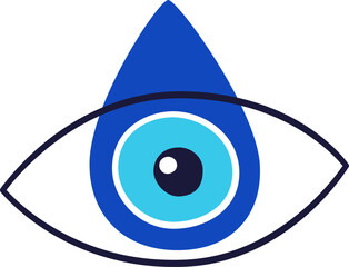 Evil eye talisman icon. Turkish or greek eye symbol. Greece ethnic magic amulet. Mystical blue hamsa icon in hand drawn style. Nazar amulet symbol. Vector illustration isolated in doodle style.