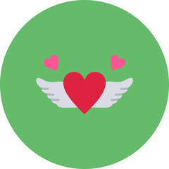 Heart Wing Multicolor Circle Flat Icon