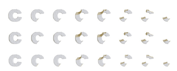 Milk cream with Almonds and Vanilla Ice Cream Bars c-shaped, 3D rendering