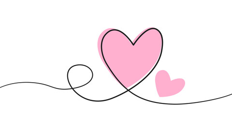 Heart Line Curve Love Dad Mom Valentine’s Day Father Mother Day International Women Day Couple Wedding Pink Minimal Vector Transparent Illustration PNG SVG EPS Border Frame Element Design Decoration