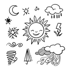 vector set of weather doodle elements, for design purposes