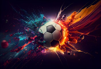 Colorful abstract soccer background. Soccer poster. Football background. Football poster. Generative AI